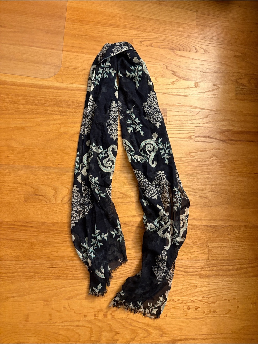 Lightweight Black Floral Scarf